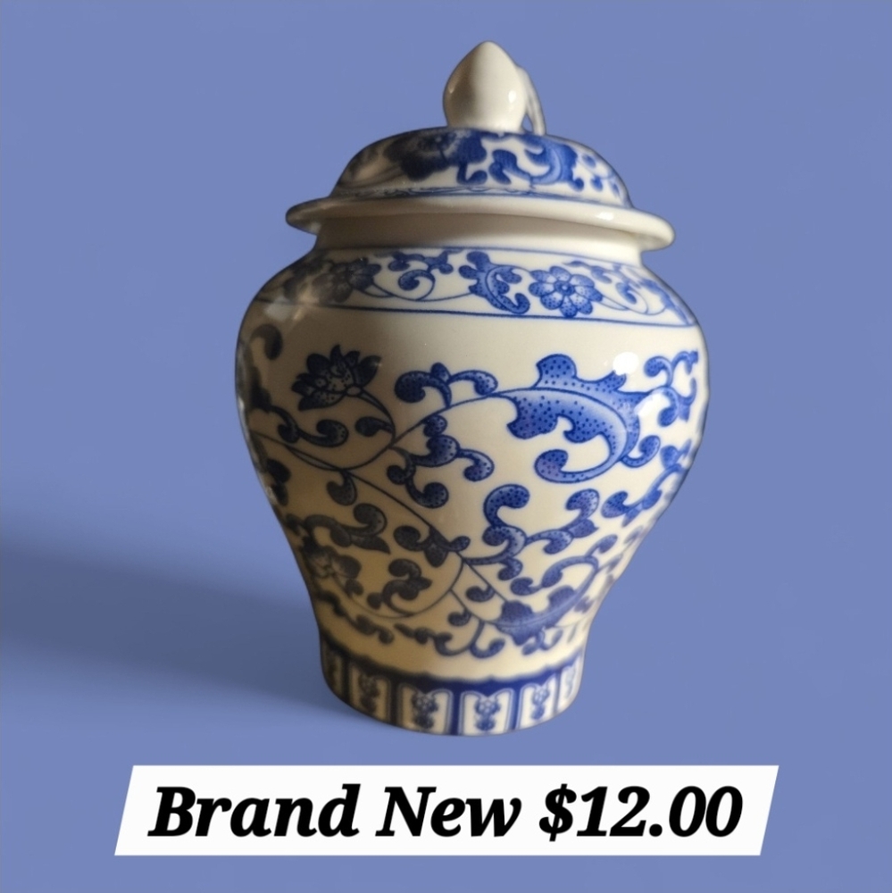 Blue and White Ceramic Jar